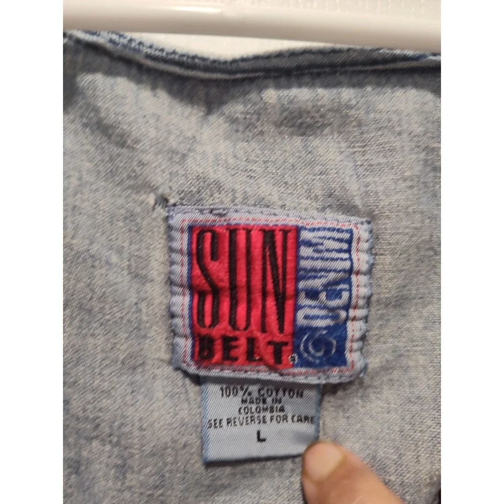 Sunbelt Denim Embroidered Shirt dress Size Large lightweight‎ casual 100% cotton
